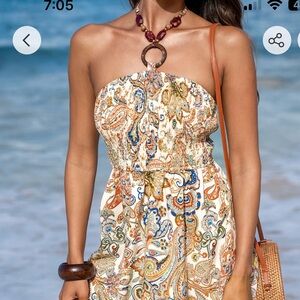 NEW. CUPSHE, Beaded Halter Paisley Mini Dress